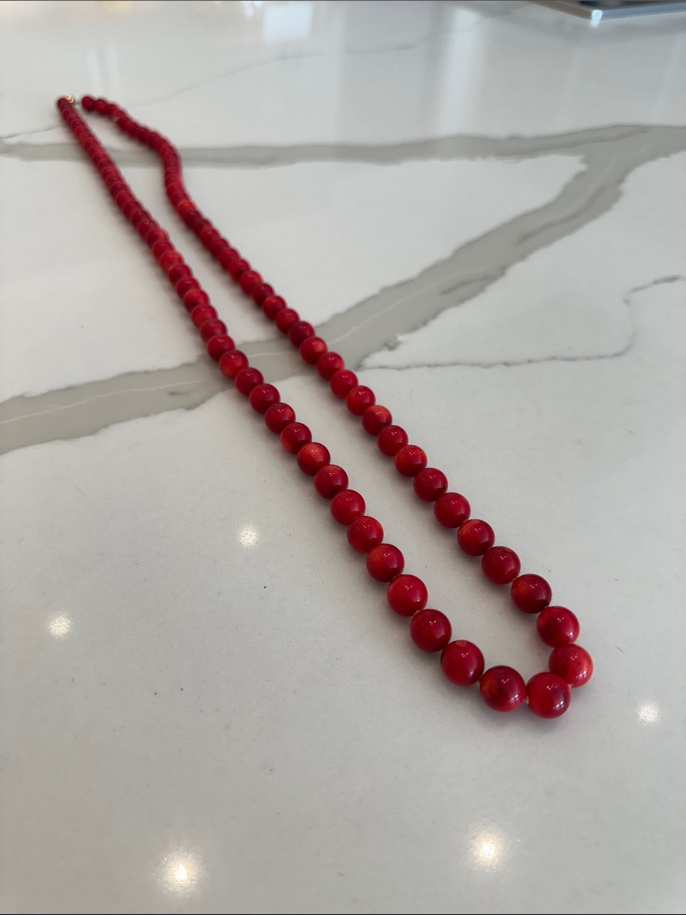 Classic Red Coral Bead Necklace 34” antique vintage